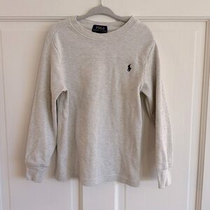 Boys polo Ralph Lauren size 5 cream gray navy ribbed knit long sleeve sweater